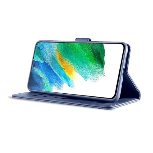 Samsung Galaxy S21 FE Case Navy Blue SupRShield Wallet Leather Card Holder Flip Protective Shockproof Magnetic Case Cover