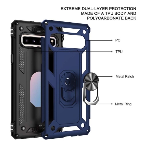 Étui Ring pour Galaxy S10e de Samsung support à anneau magnétique en métal pivotant sur 360 degrés de qualité militaire noir béquille pour voiture