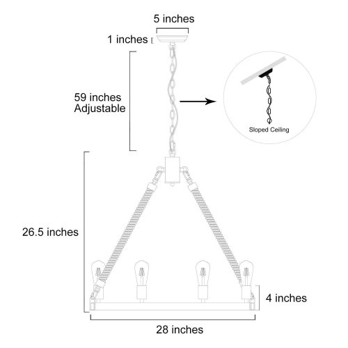 Rustic 8-Light Farmhouse Wagon Wheel Chandelier with Hemp Rope