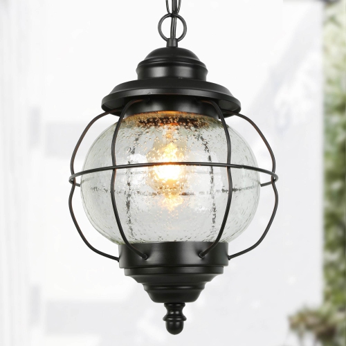 Modern 1-Light Single Orb Outdoor Pendant