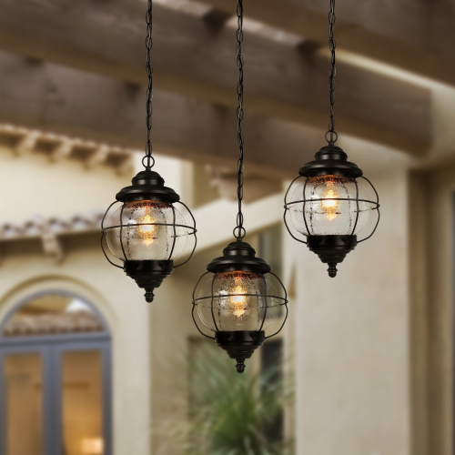 Modern 1-Light Single Orb Outdoor Pendant