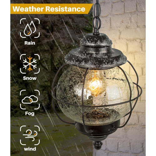 Modern 1-Light Single Orb Outdoor Pendant