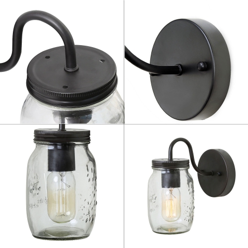 Modern 1-Light Mason Jar Vanity Light Single Wall Sconce