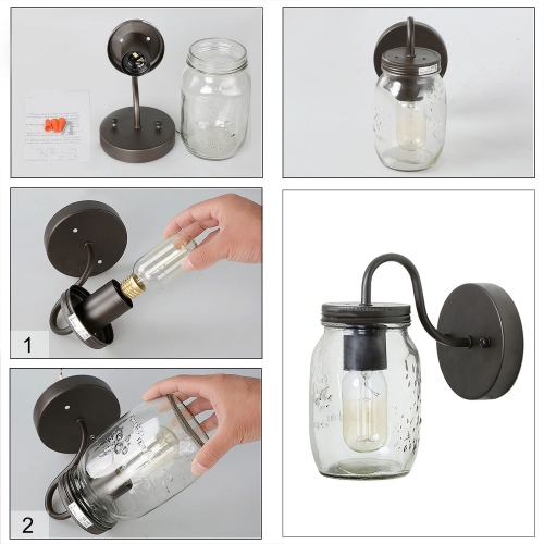 Modern 1-Light Mason Jar Vanity Light Single Wall Sconce