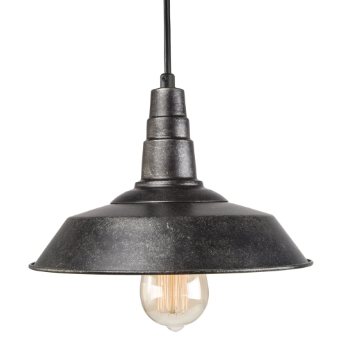 Modern 1-Light Single Bell Pendant with Distressed Black Finish