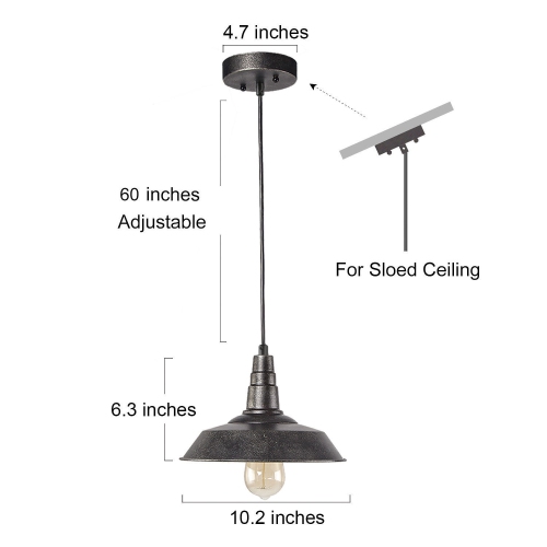 Modern 1-Light Single Bell Pendant with Distressed Black Finish