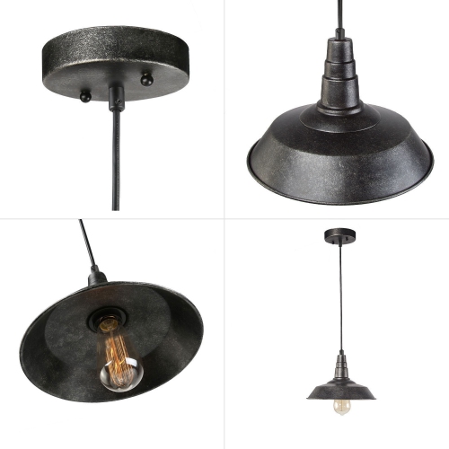 Modern 1-Light Single Bell Pendant with Distressed Black Finish