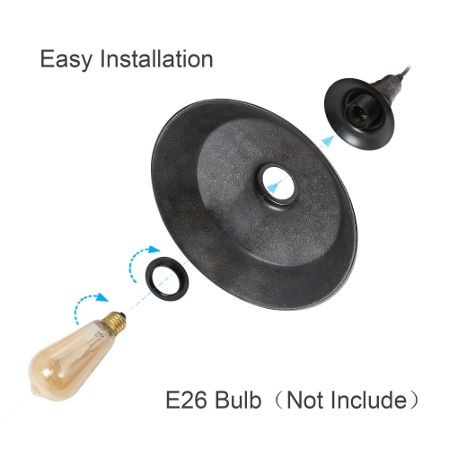 Modern 1-Light Single Bell Pendant with Distressed Black Finish