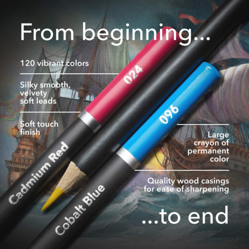 Castle Art Supplies – Ensemble de crayons de couleur 120 pour tous les artistes Smooth qua...