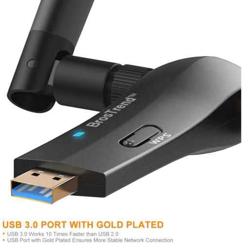 Adaptateur USB Wi-Fi longue portée 1200 Mb/s de BrosTrend pour ordinateur de bureau de Windo...