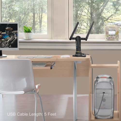 Adaptateur USB Wi-Fi longue portée 1200 Mb/s de BrosTrend pour ordinateur de bureau de Windo...