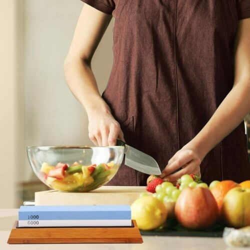 Knife Sharpening Stone Whetstone 2-Sided Professional Grade Waterstone Blade ...