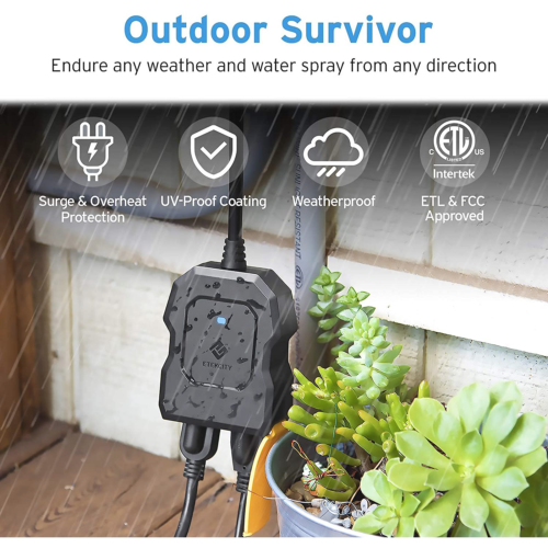 Outdoor Smart Plug Etekcity Easy Setup Outdoor WiFi Outlet with 2 Sockets Wor...