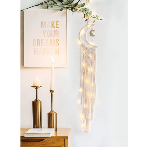 Macrame Woven Wall Hanging Moon Dream Catcher Boho Chic Bohemian Home Decor