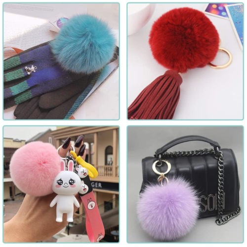 SIQUK 30 Pieces Faux Fur Pom Pom Balls Faux Fox Fur Pom Poms Fluffy Pom Pom w...