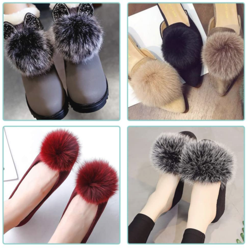 SIQUK 30 Pieces Faux Fur Pom Pom Balls Faux Fox Fur Pom Poms Fluffy Pom Pom w...