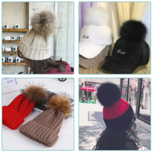 SIQUK 30 Pieces Faux Fur Pom Pom Balls Faux Fox Fur Pom Poms Fluffy Pom Pom w...