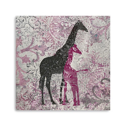 20" Exotic Pink Giraffes Canvas Wall Art