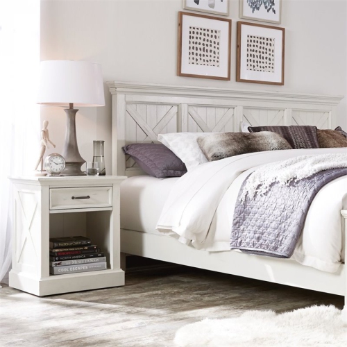 Bowery Hill Traditional Wood King Headboard in Off White