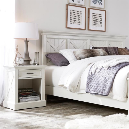 Bowery Hill Traditional Wood King Headboard in Off White