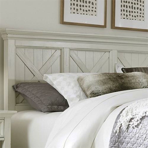 Bowery Hill Traditional Wood King Headboard in Off White