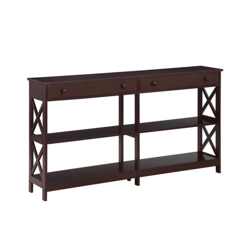 CONVENIENCE CONCEPTS  Oxford Two-Drawer 60-Inch Console Table With Shelves In Espresso Wood Finish
