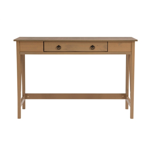 Linon Titian Pine Wood One Drawer Desk in Driftwood Brown