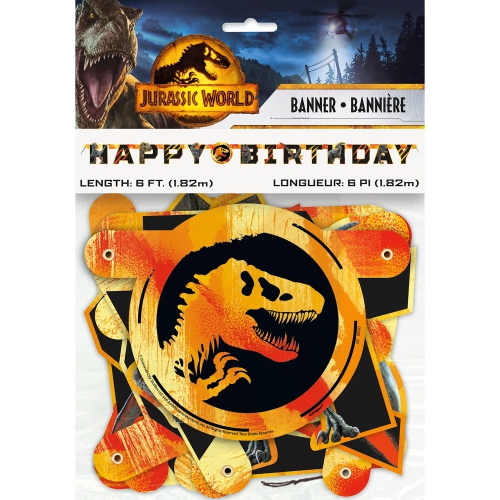 UNIQUE  Jurassic World Dominion Jointed Birthday Banner [1 Per Pack]