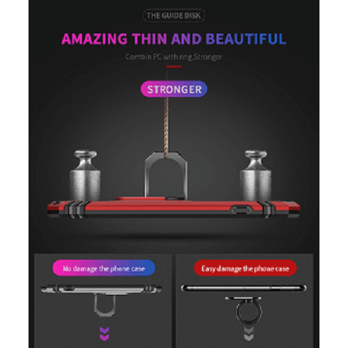For Apple iPhone XS Red Military Grade 360 Degree Rotating Metal Magnetic Ring Car Mount Holder Kickstand Shockproof Heavy Duty Cover
