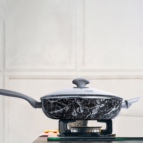 ARIMI Italian Diamond Marble Saute Pan with Lid 28cm