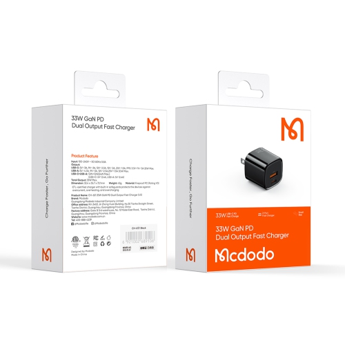 Mcdodo Mini 33W Super Fast PD+QC Dual Port Charger for New iPhone & All phones, 3.0 Fast Charger, USB C Wall Charger PD Charger Compatible Phone 14