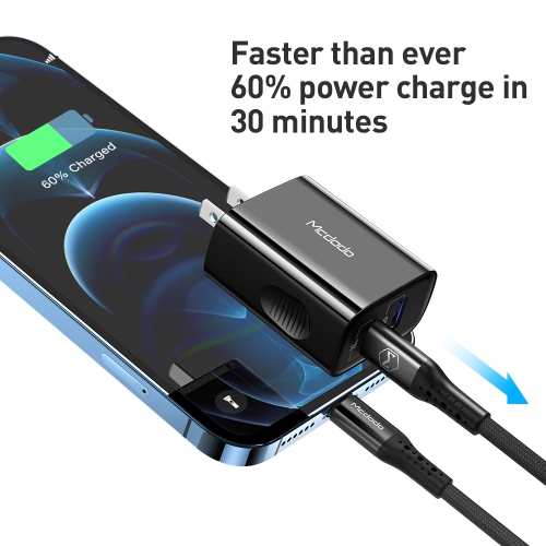 Mcdodo Dual-Port Fast Charger 20W USB-A/B/C Charger for New iPhone& All phones, 3.0 Fast Charger, USB C Wall Charger PD Charger Compatible Phone 14