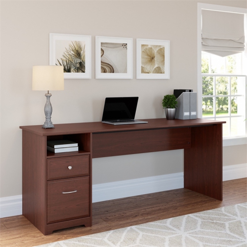 Atlin Designs 72W Computer Desk with Drawers in Harvest Cherry