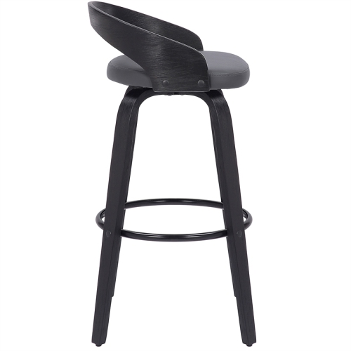 Sonia 26" Counter Height Swivel Grey Faux Leather and Black Wood Bar Stool