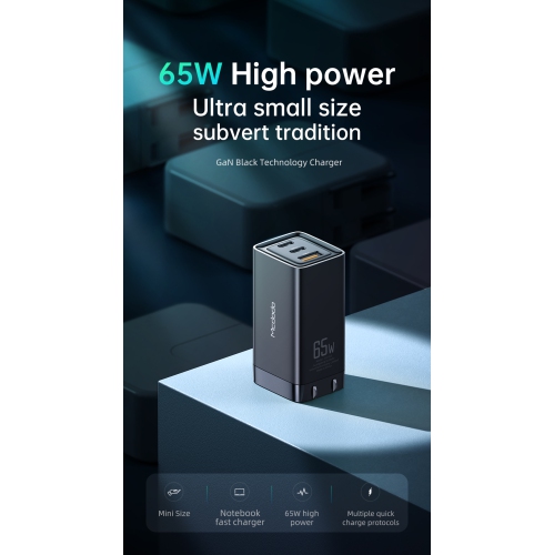 Mcdodo Mini GaN 65W Super Fast PD+QC Dual Port Charger for New iPhone & All phones, 3.0 Fast Charger, USB C Wall Charger PD Charger for iPhone 14 Pro