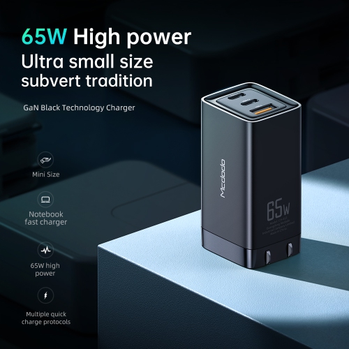 Mcdodo Mini GaN 65W Super Fast PD+QC Dual Port Charger for New iPhone & All phones, 3.0 Fast Charger, USB C Wall Charger PD Charger for iPhone 14 Pro