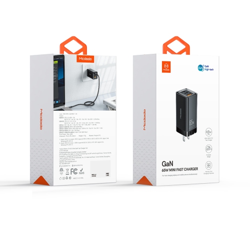 Mcdodo Mini GaN 65W Super Fast PD+QC Dual Port Charger for New iPhone & All phones, 3.0 Fast Charger, USB C Wall Charger PD Charger for iPhone 14 Pro