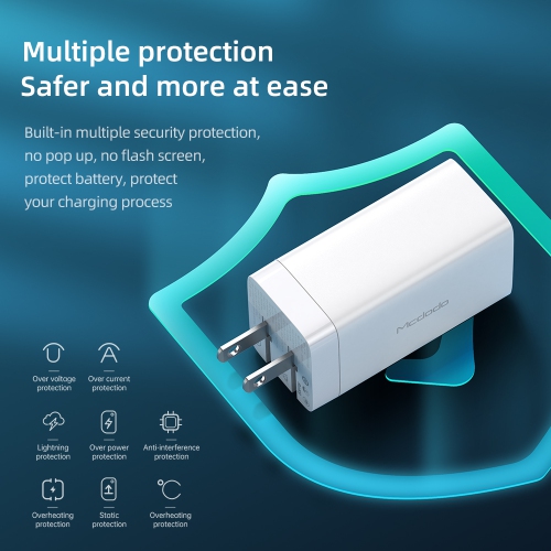 Mini GAN chargeur 65 W super rapide PD + QC de Mcdodo pour nouveau iPhone et tous les téléphones, chargeur rapide de 3,0 W, chargeur mural USB-C