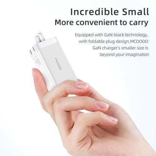 Mini GAN chargeur 65 W super rapide PD + QC de Mcdodo pour nouveau iPhone et tous les téléphones, chargeur rapide de 3,0 W, chargeur mural USB-C