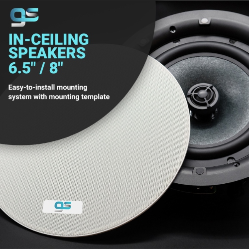 Haut-parleurs de plafond GS de 8 po, treillis blanc, par paire, impédance de 4 Ω, taille de l’unité : 8.0 po