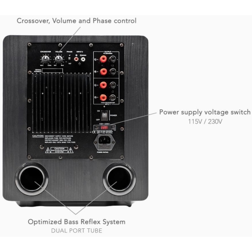Haut-parleur d'extrêmes graves GS de 8 po, couleur noire, impédance de 4 ohms, entrée de 110 à 240 V, taille de l'unité : 300* 278*355mm