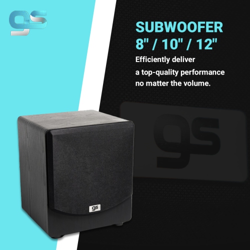 GS 10" Subwoofer, Black colour, 4Ω Impedance, 110-240V input, unit size:350*350mm*365mm