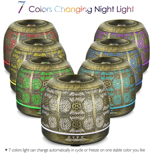 500ml Essential Oil Diffusers, Ultrasonic Cool Mist Diffusers for Essential Oils, Iron Metal Aromatherapy Diffuser with Mist Timer Setting,