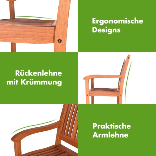 Two Person Solid Wood Garden Bench with Curved Backrest and Wide Armrest