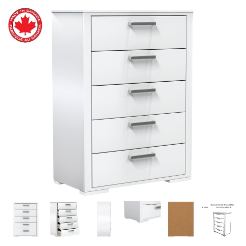 Kit De Départ 96 pour votre bébé avec une bassinette de bébé convertible 4 en 1, bureau double Joanna blanc, bureau double 5 tiroirs blanc et matelas