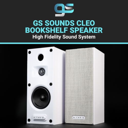 GS CLEO Bookshelf Speaker White colour, Bluetooth 5.0, 24V/DC 2A input configuration, unit size: 320*130*162.5mm