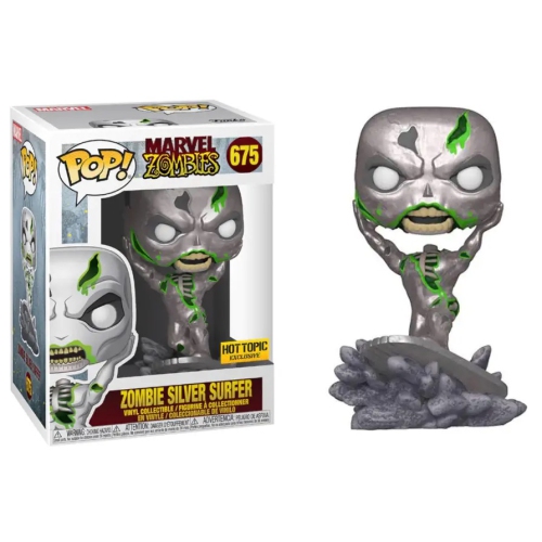 FUNKO  Pop Marvel Zombies Vinyl Figure Zombie Surfer #675 Hot Topic Exclusive In Silver