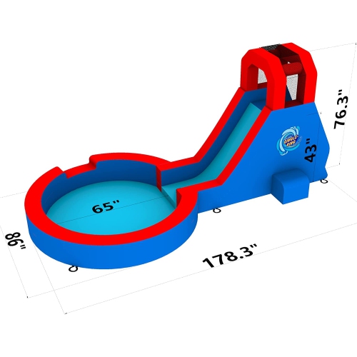 Sunny & Fun Inflatable Single Ring Water Slide Park – Heavy-Duty for Outdoor Fun - Climbing Wall, Slide & Deep Pool – Easy to Set Up & Inflate with