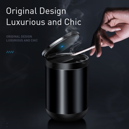 Baseus Premium Smokeless Car Cigarette Ashtray Safe Flame Fire Resistance Material - Black