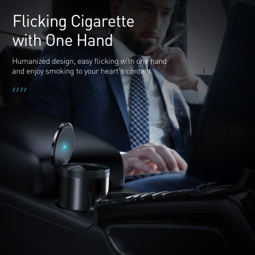 Baseus Premium Smokeless Car Cigarette Ashtray Safe Flame Fire Resistance Material - Black